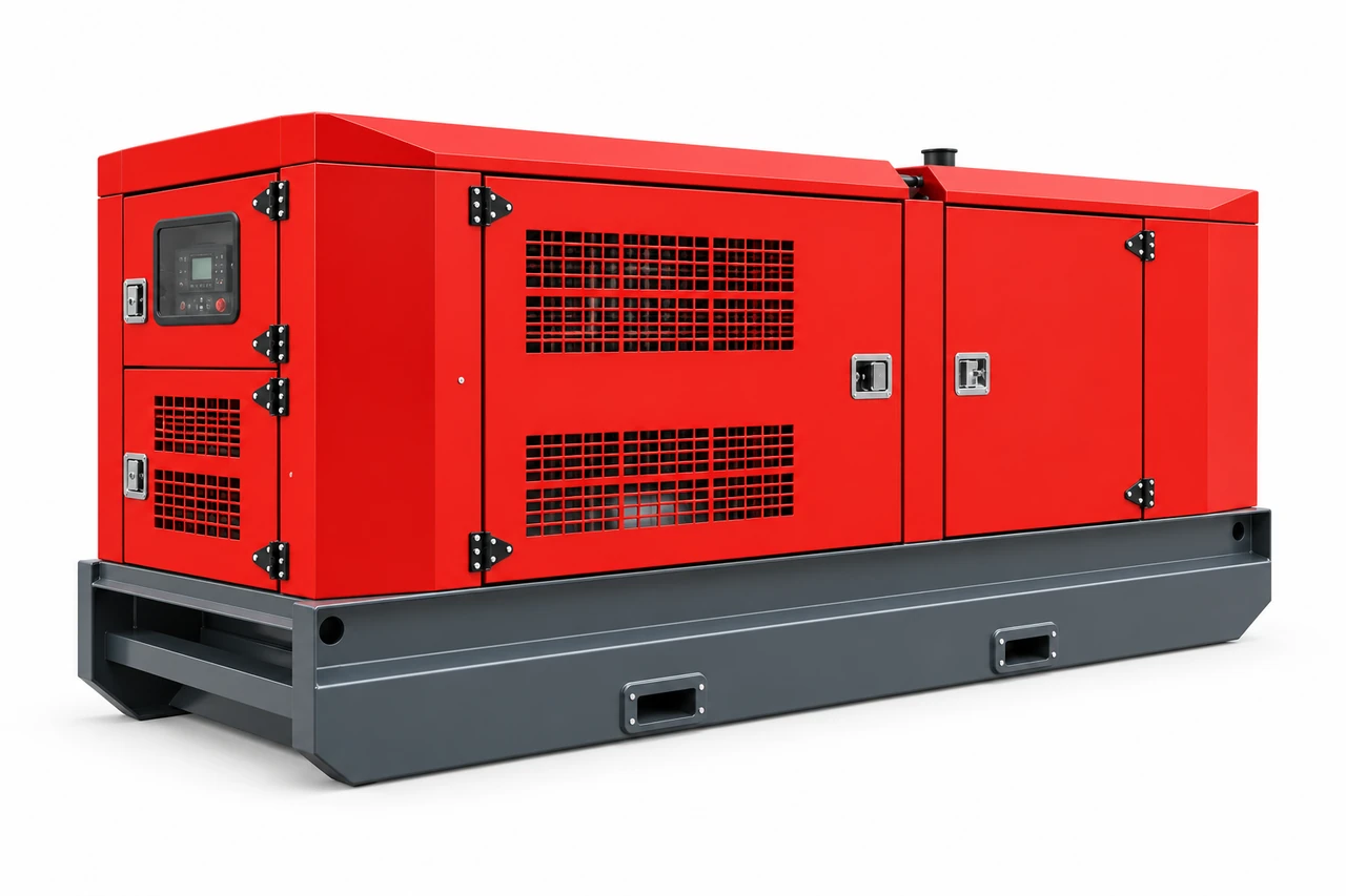 P20SSF-V – Produktvisualisierung mit roter Schallschutzhaube